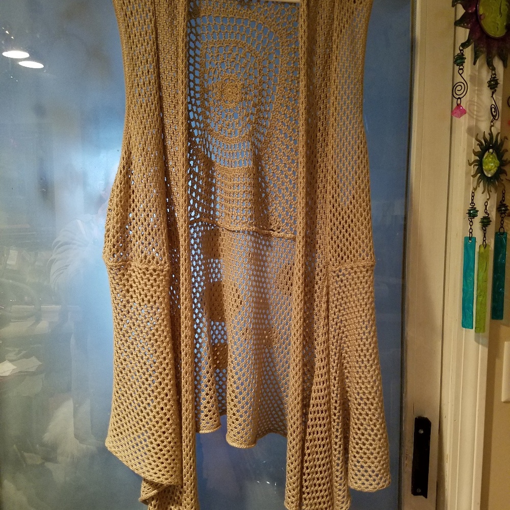 Cardigan sweater 3x sleeveless asymmetrical